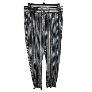 Robert Louis Striped Drawstring Straight Leg High Rise Stretchy Pull On Pants M